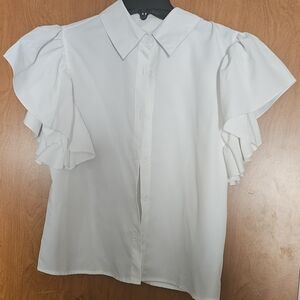 SHEIN White Ruffle Sleeve Blouse